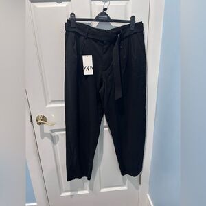 New Zara Women's Black Pleated Dress Pants, With Belt, Size 32